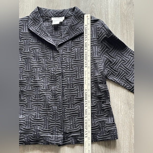Great Cavalier By St Paul Black Textured Pattern Button Down Jacket Women’s L - Picture 9 of 10